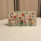 Porte-Manteau Mural Jardin Fleuri Aquarelle - 3 Patères Dorées