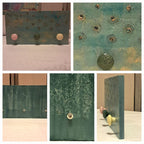 Porte-Manteau Mural Patine Vert Sauge - Motifs Floraux en Relief et Clous Dorés