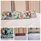 Porte-Manteau Mural Fleurs Corail et Feuillages - 2 Patères Vintage