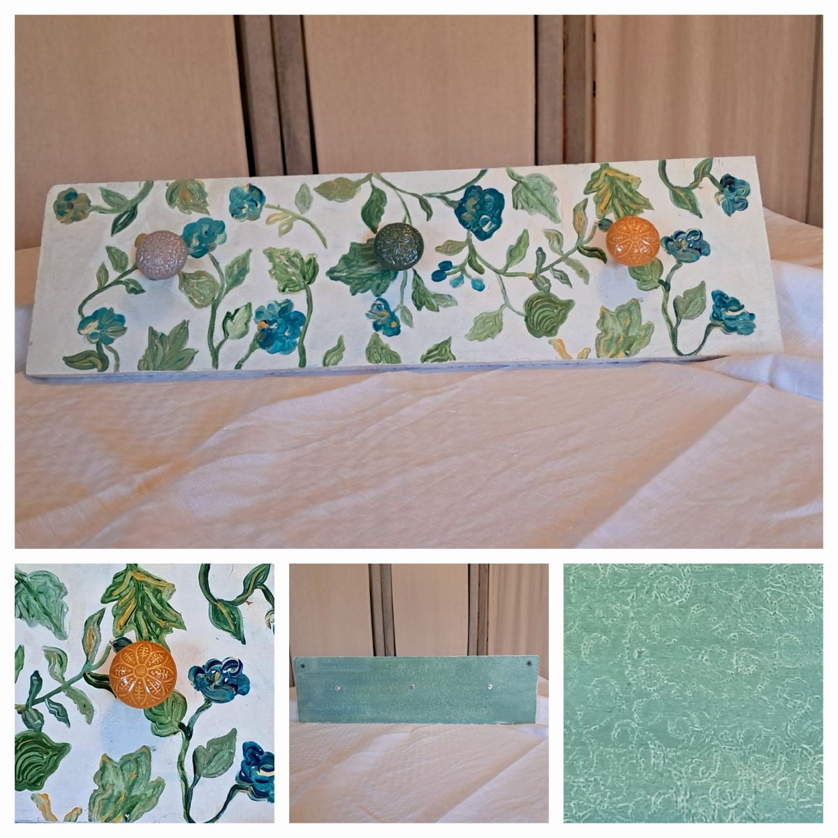 Porte-Manteau Mural Jardin Fleuri - 3 Patères Céramique Colorées