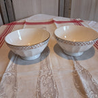 Bols Porcelaine Blanche Facettés Liseré Doré Quadrillage Étoiles Vintage - Impression d'Art Numérique
