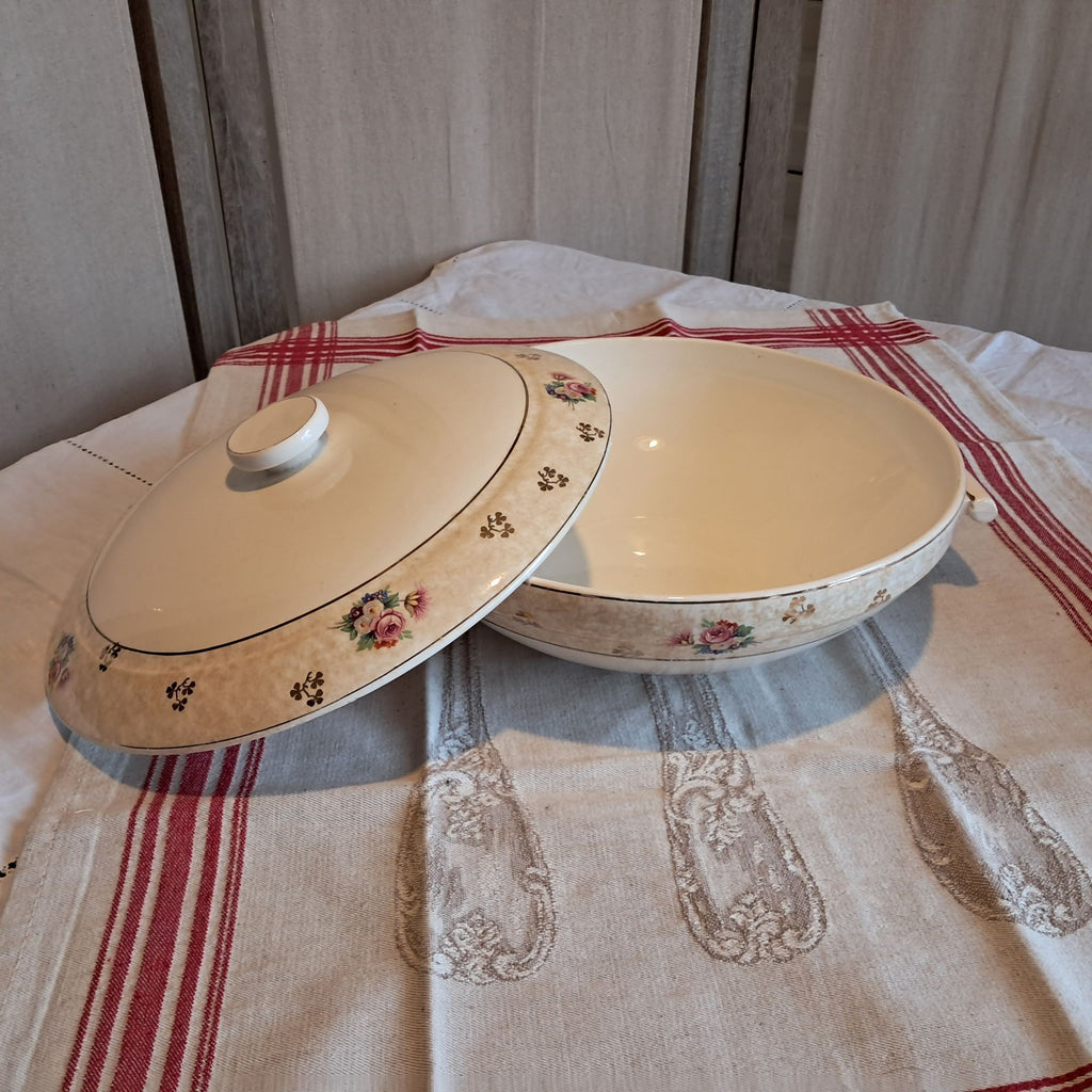 Service Plats Roses et Couverts Anciens Vintage - Impression d'Art Numérique