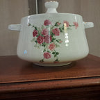 Soupière Blanche Bouquet Roses Vintage - Impression d'Art Numérique