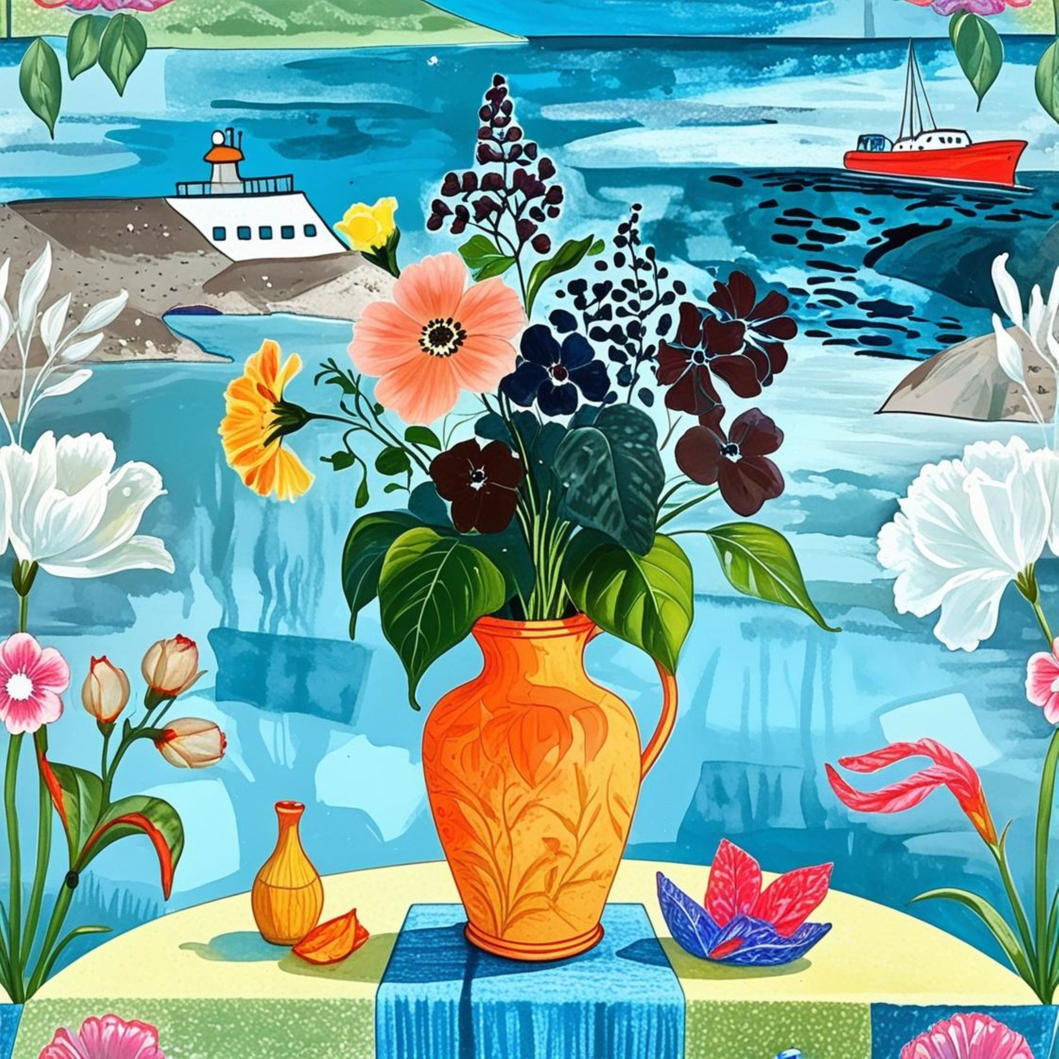 Bouquet Maritime - Motif Numérique Méditerranéen