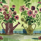 Arrosoirs Fleuris Jardin Vintage - Impression d'Art Numérique