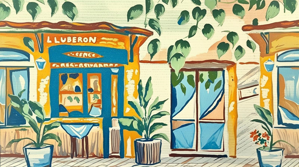 Restaurant Luberon - Affiche Art Méditerranéen