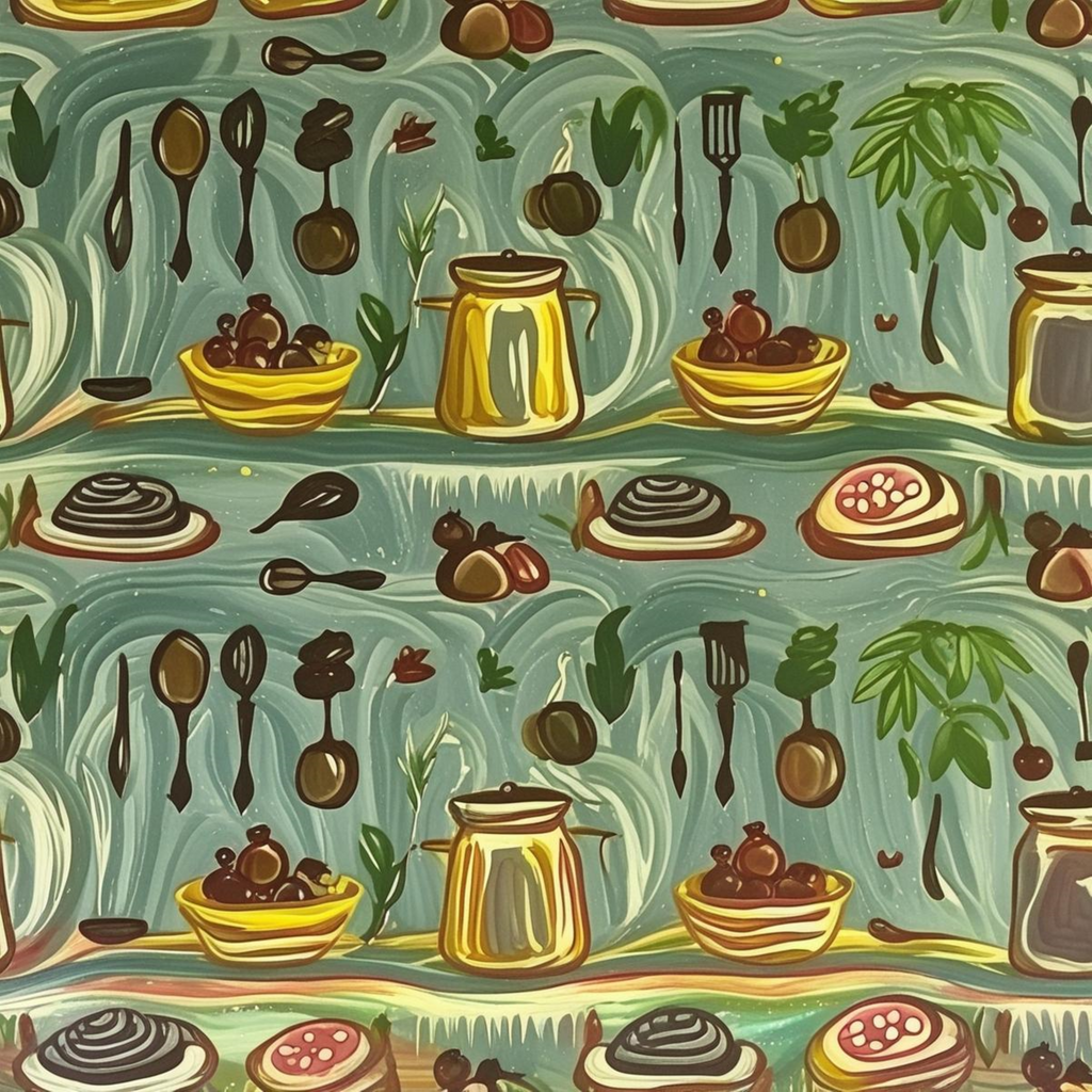 Cuisine Méditerranéenne - Papier Peint Motif Répétitif