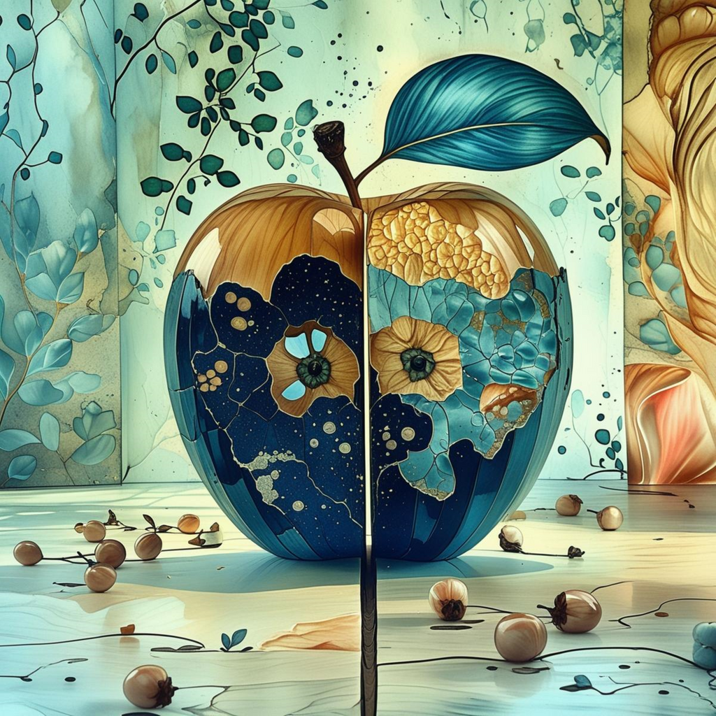 Pomme Cosmique Univers Floral - Impression d'Art Numérique