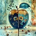 Pomme Cosmique Univers Floral - Impression d'Art Numérique