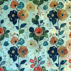 Jardin Aquarelle Menthe - Papier Peint Motif Répétitif