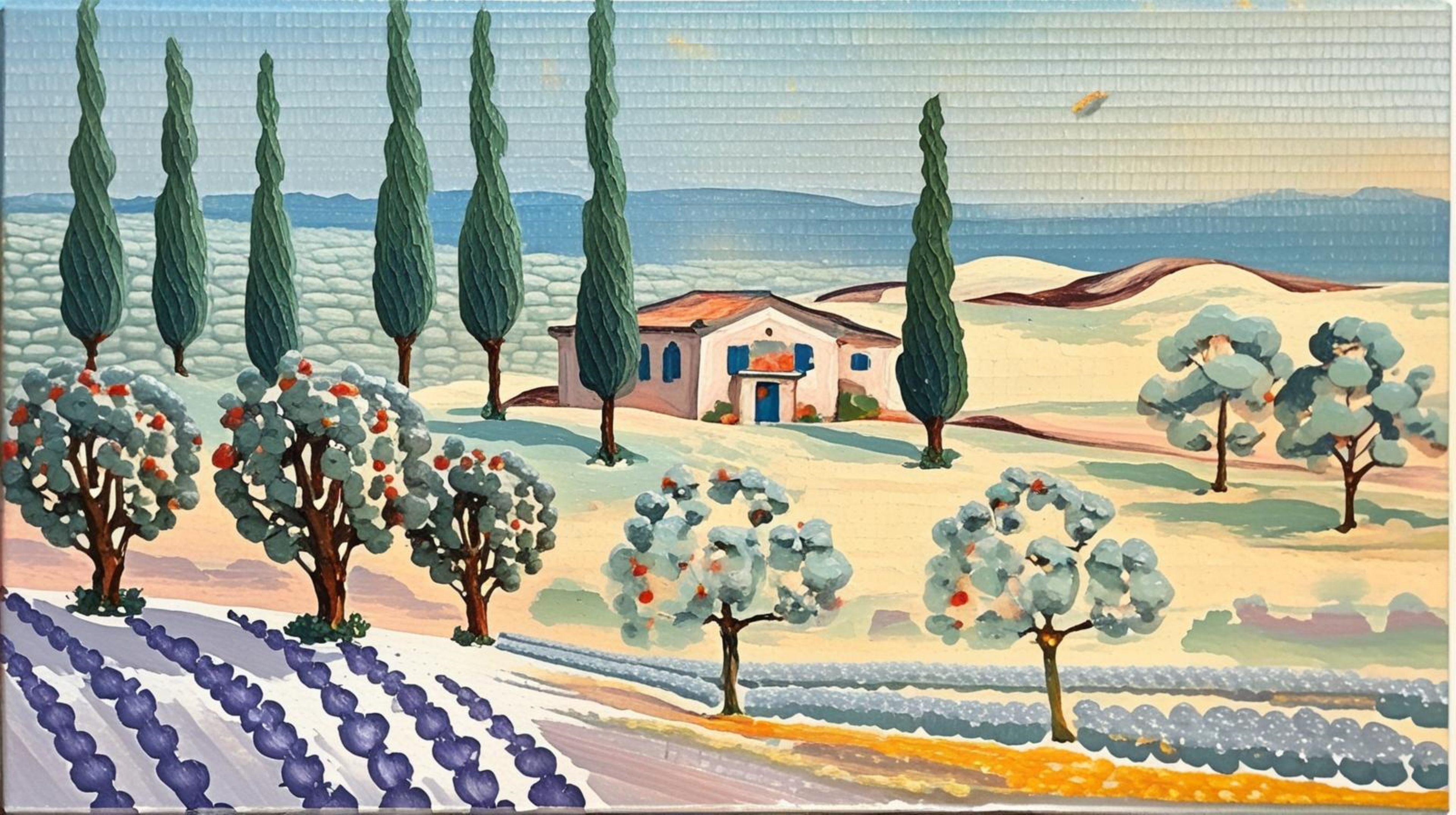 Paysage Provençal Bastide et Lavande - Impression d'Art Numérique