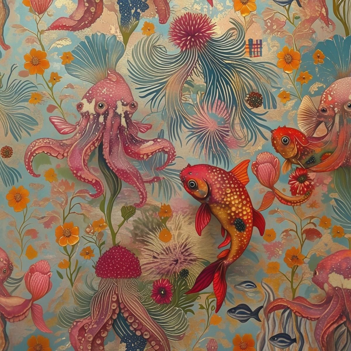 Jardin Sous-Marin Fantaisiste - Pieuvres et Poissons Colorés