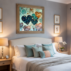 Cœurs Précieux Turquoise et Or - Art Romantique Contemporain