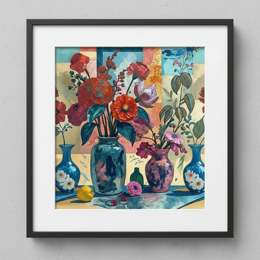 Bouquets Floraux Colorés - Impression d'Art Numérique