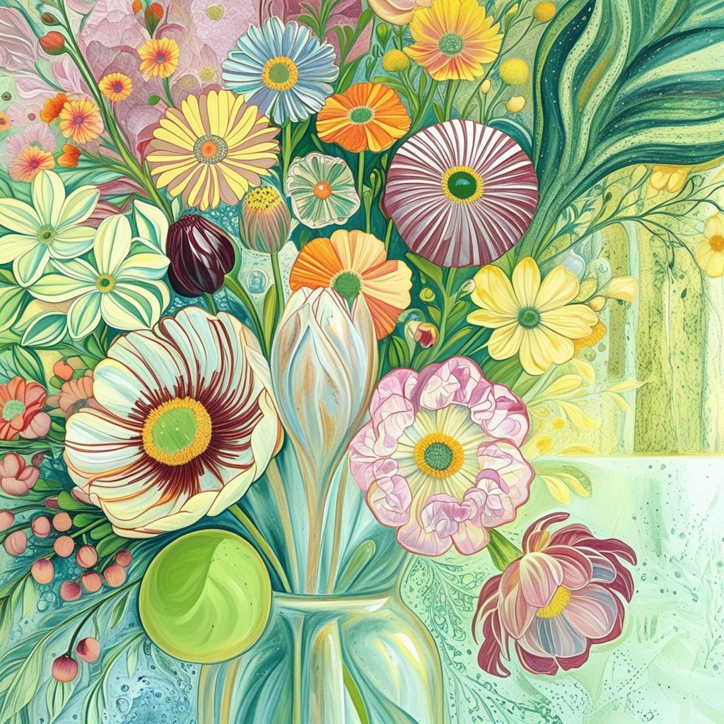 Jardin de Fleurs Printanières - Impression d'Art Numérique