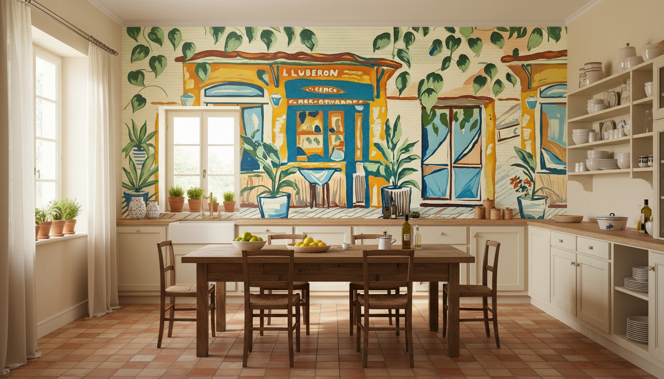 Restaurant Luberon - Affiche Art Méditerranéen