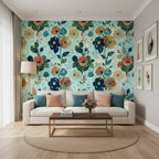 Jardin Aquarelle Menthe - Papier Peint Motif Répétitif