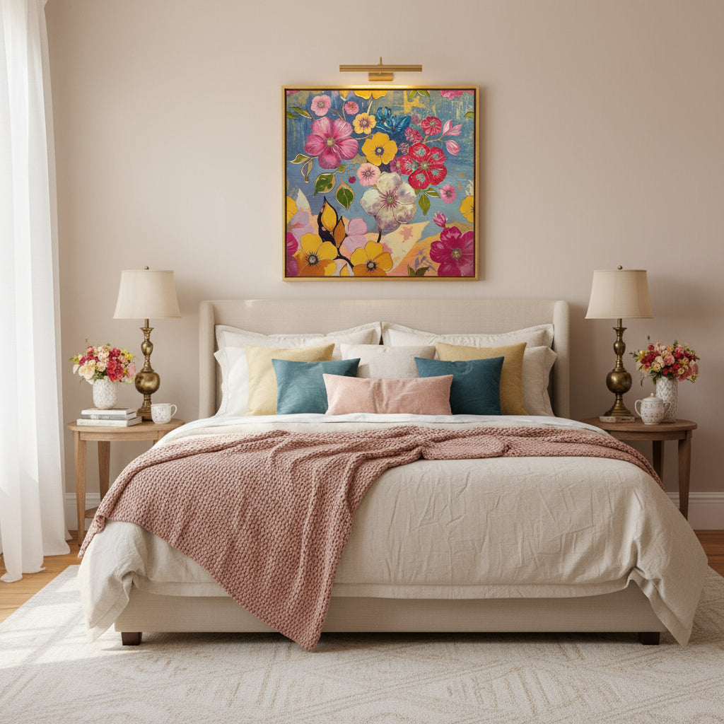 Bouquet Floral Doré Contemporain - Impression d'Art Numérique