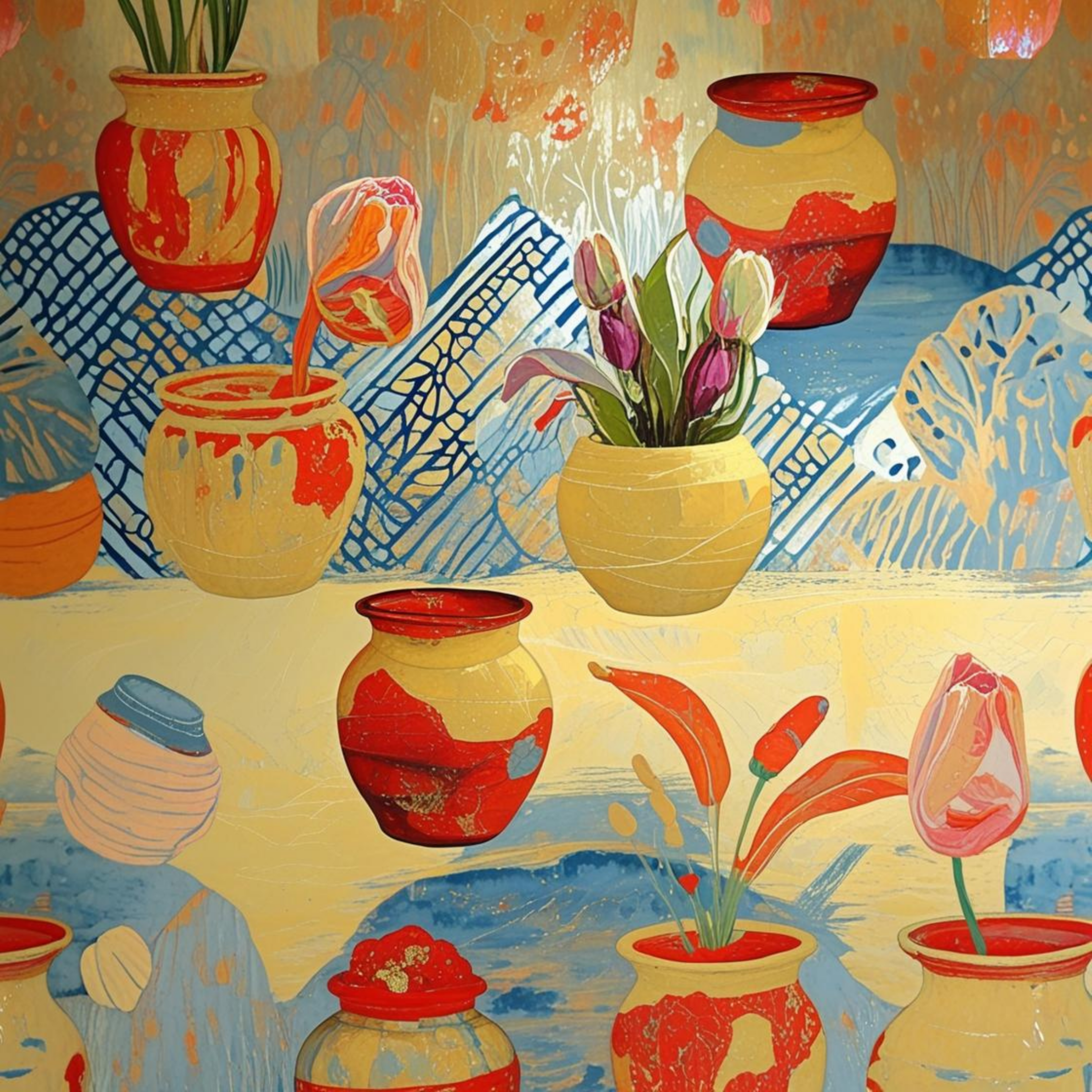 Nature morte aux vases provençaux - Peinture originale numérisée