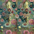 Jardin vertical fleuri - Motif romantique champêtre - Seamless pattern