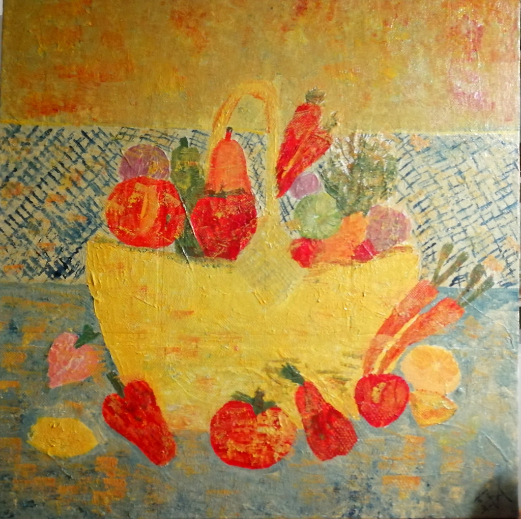 Du retour du jardin- Peinture originale acrylique