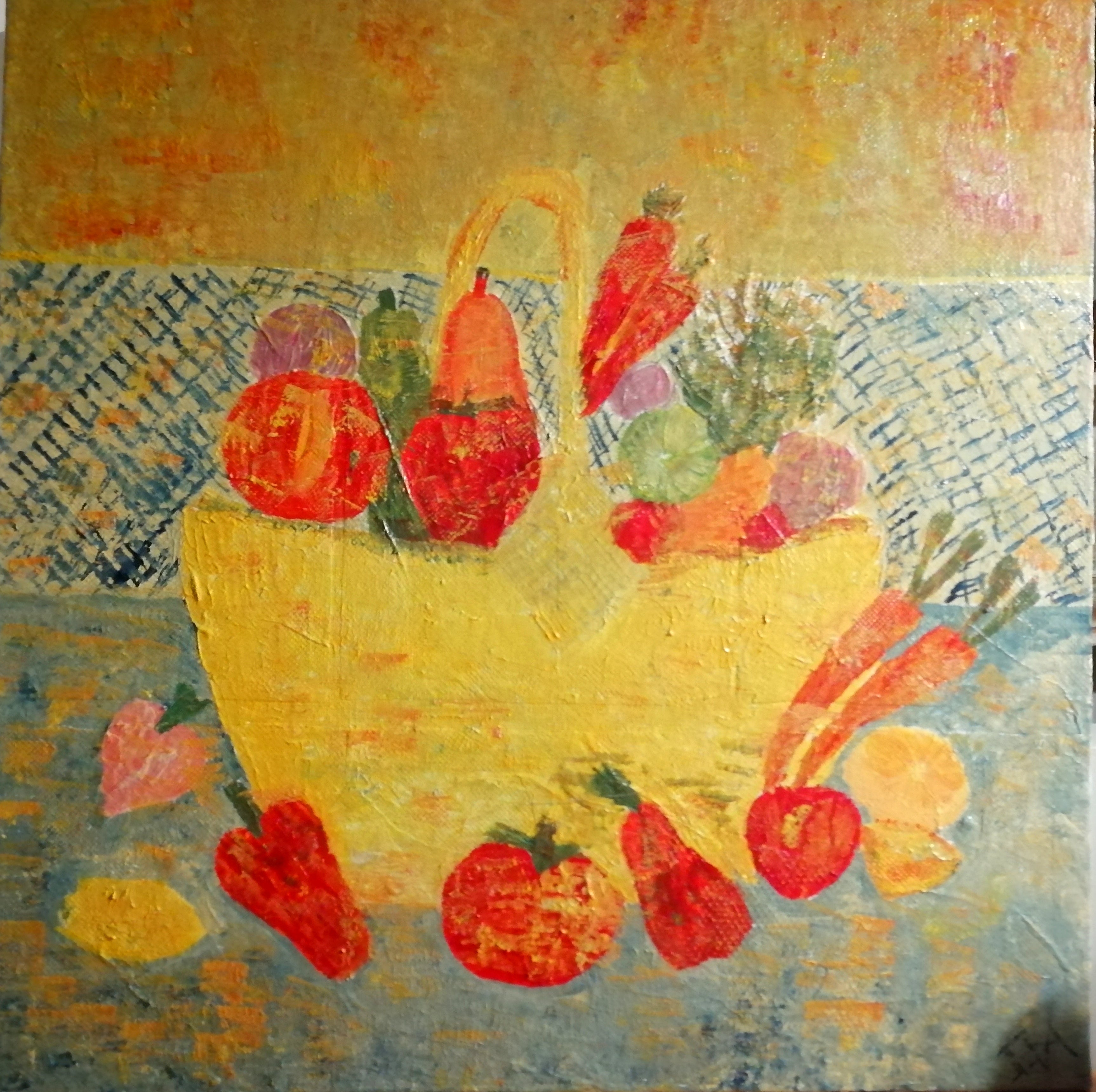 Du retour du jardin- Peinture originale acrylique