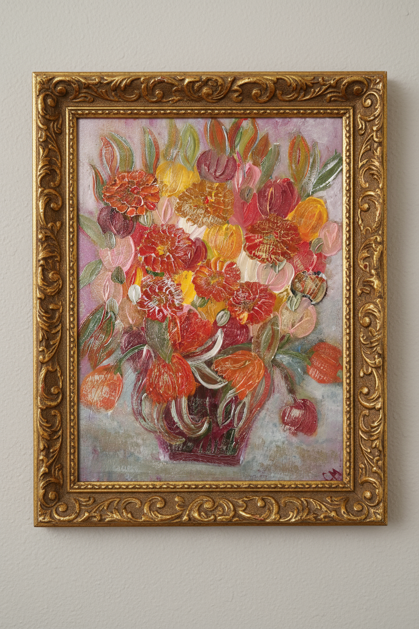 VENDU - Bouquet Vibrant - Peinture Originale sur Toile- "Généreuses"
