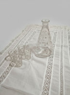 Service à liqueur vintage verre soufflé - Décor floral doré années 50-60