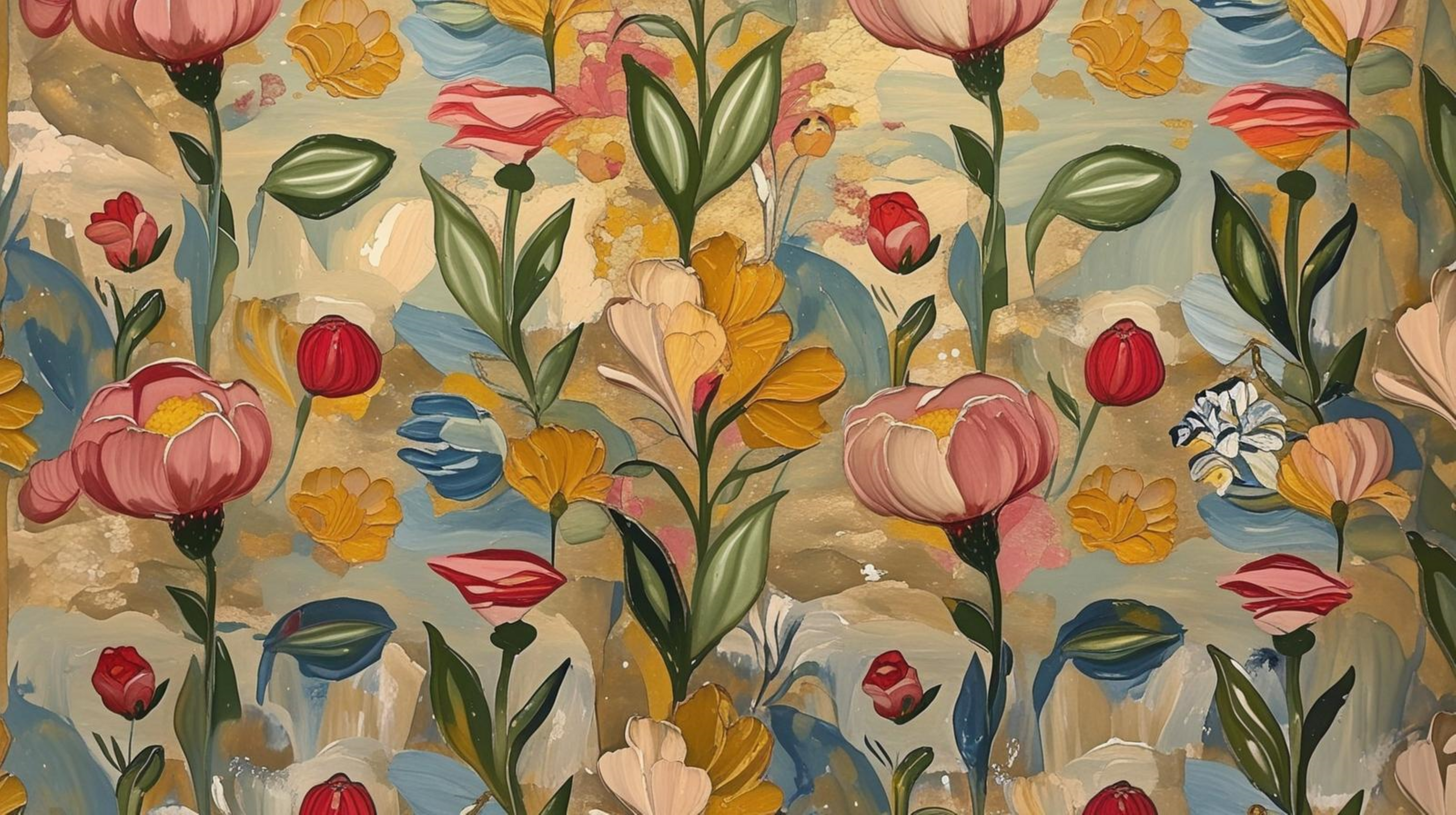 Jardin de tulipes vintage - Motif seamless - Art numérique