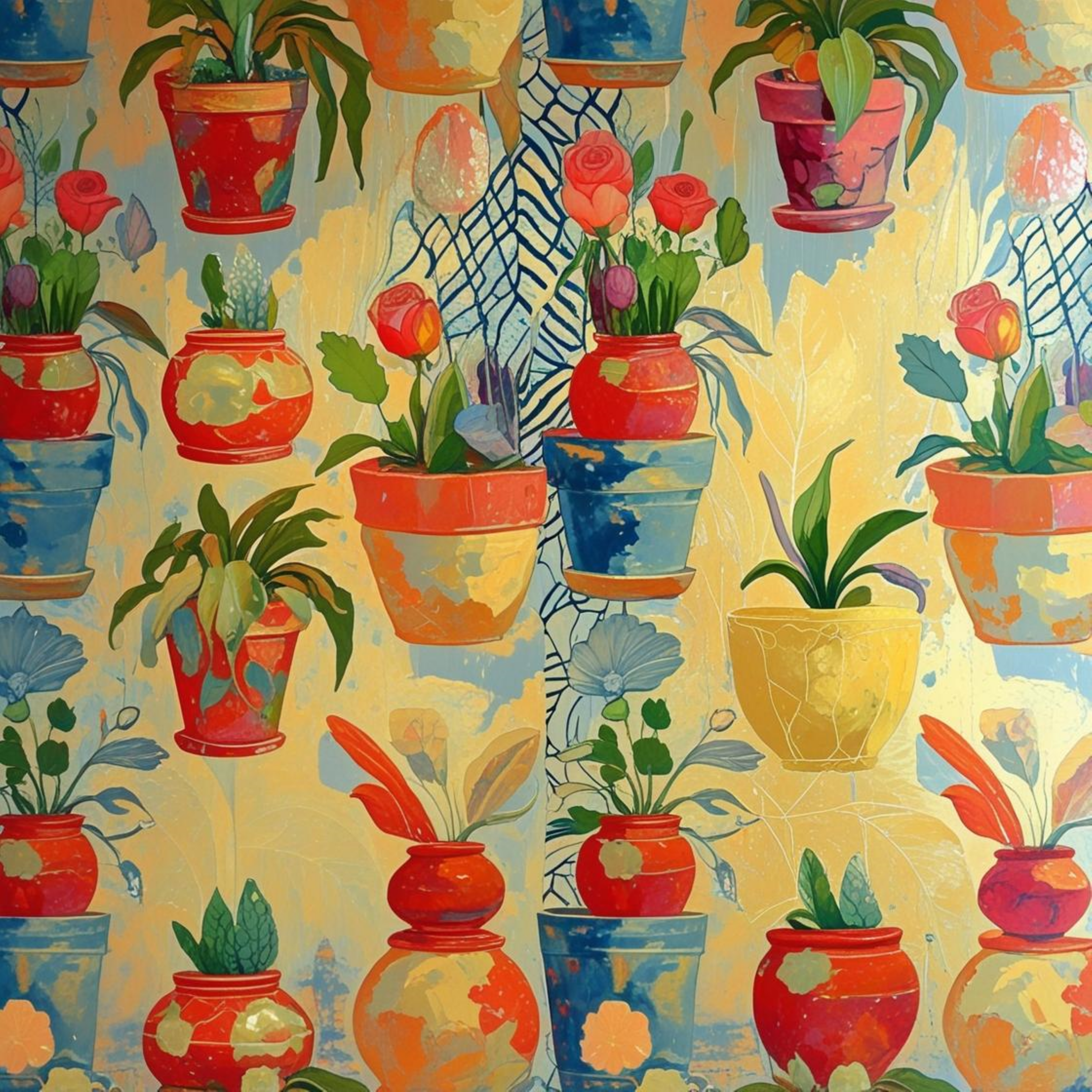 Jungle urbaine - Motif plantes d'intérieur - Seamless pattern