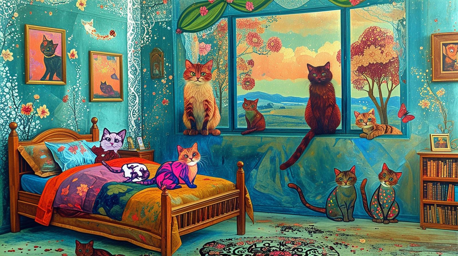 Chats en Intérieurs Colorés - Série 2 - Fichier Numérique