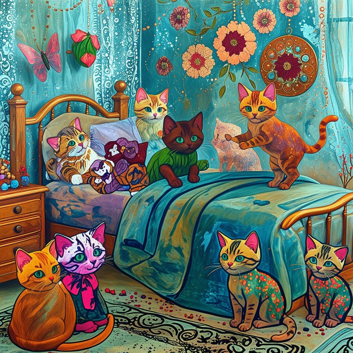 Chats en Intérieurs Colorés - Série 2 - Fichier Numérique