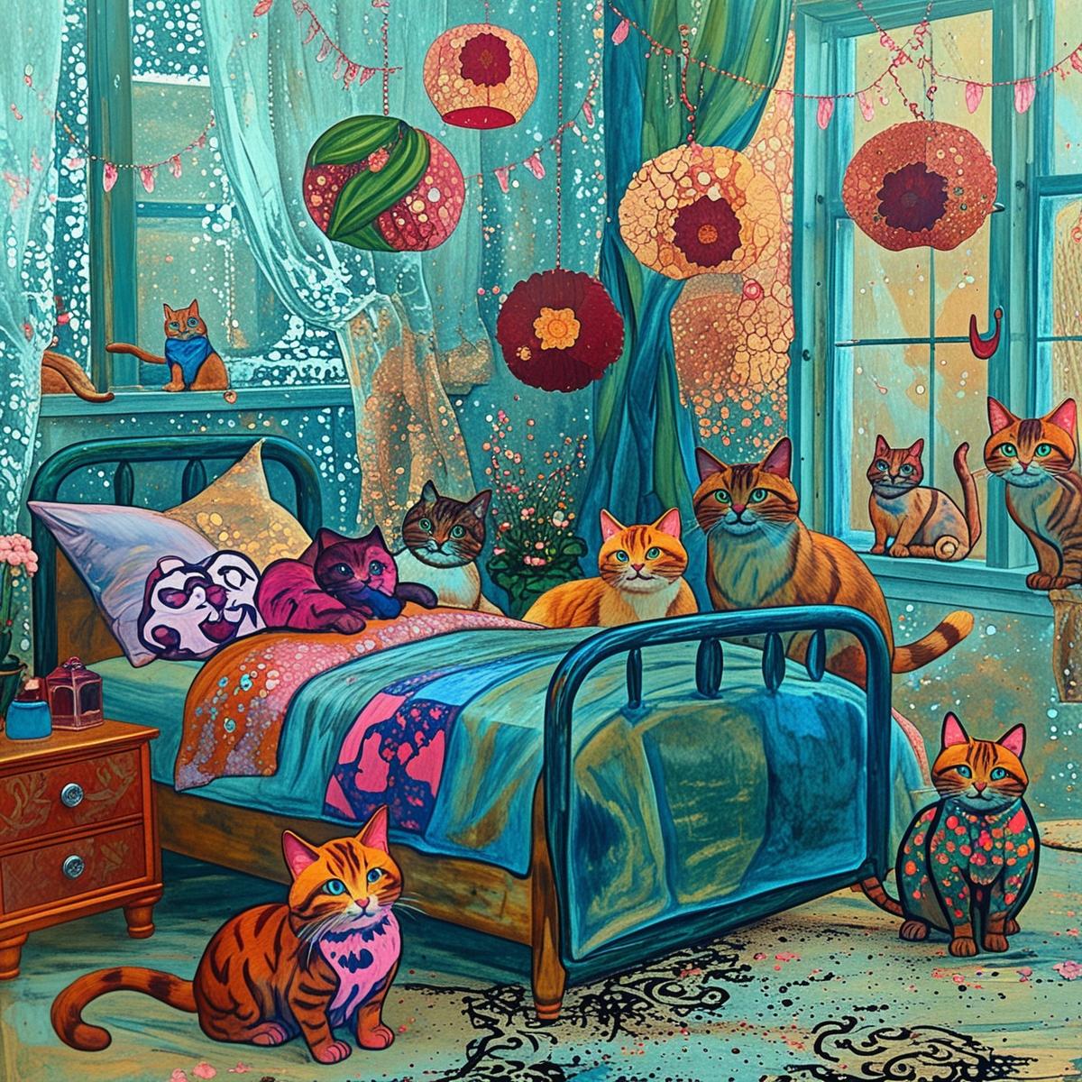 Chats en Intérieurs Colorés - Série 2 - Fichier Numérique