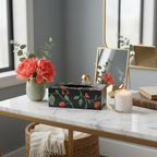 Mise en scène boîte à mouchoirs florale noire