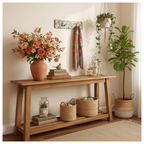 Mise en scène porte-manteau fleurs corail