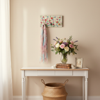 Mise en scène porte-manteau jardin fleuri aquarelle