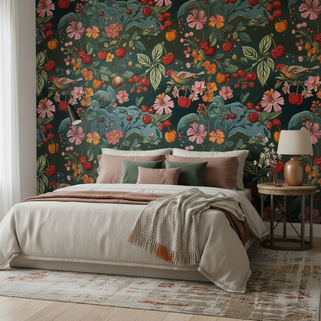 Papier peint panoramique botanique dans une chambre