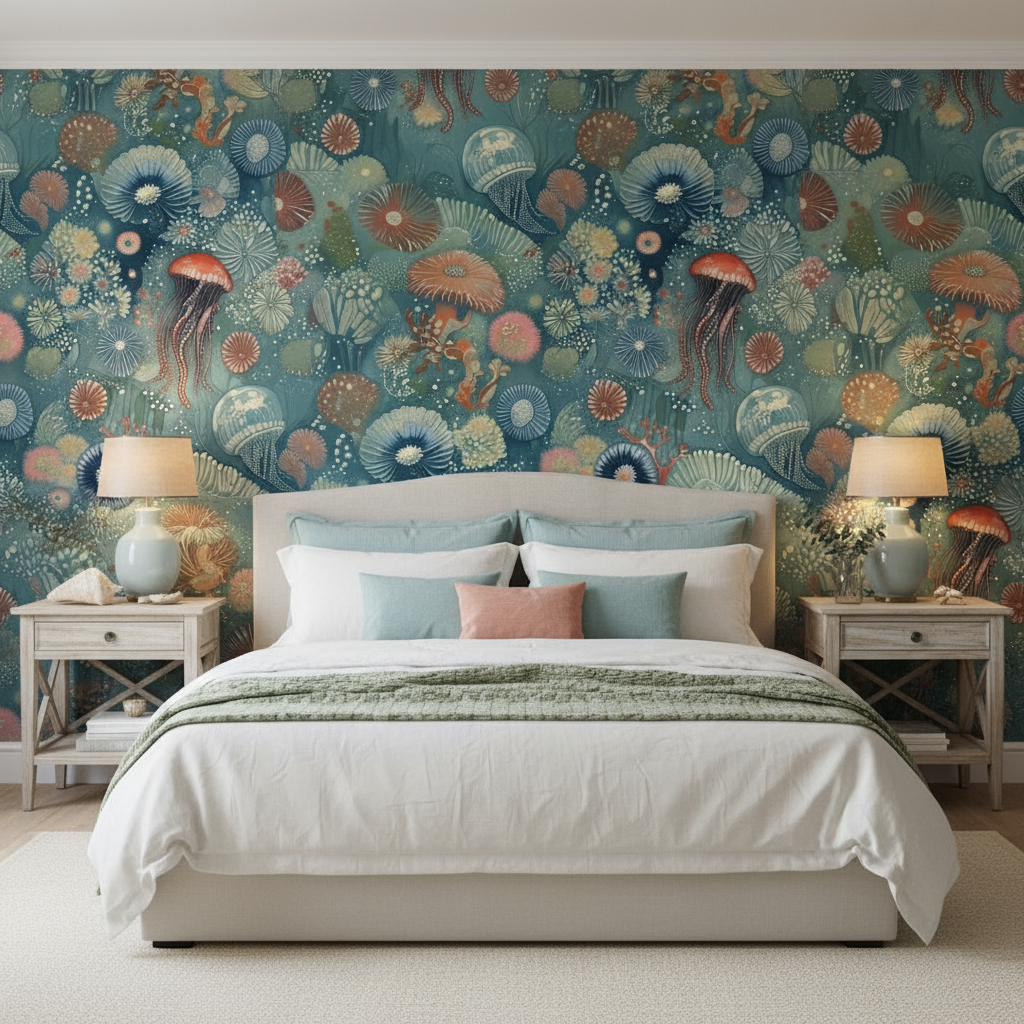 Papier peint panoramique sous-marin dans une chambre