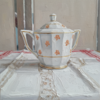 Peinture impasto théière vintage