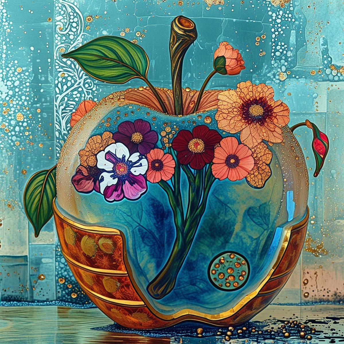 Vase Méditerranéen aux Fleurs d'Or