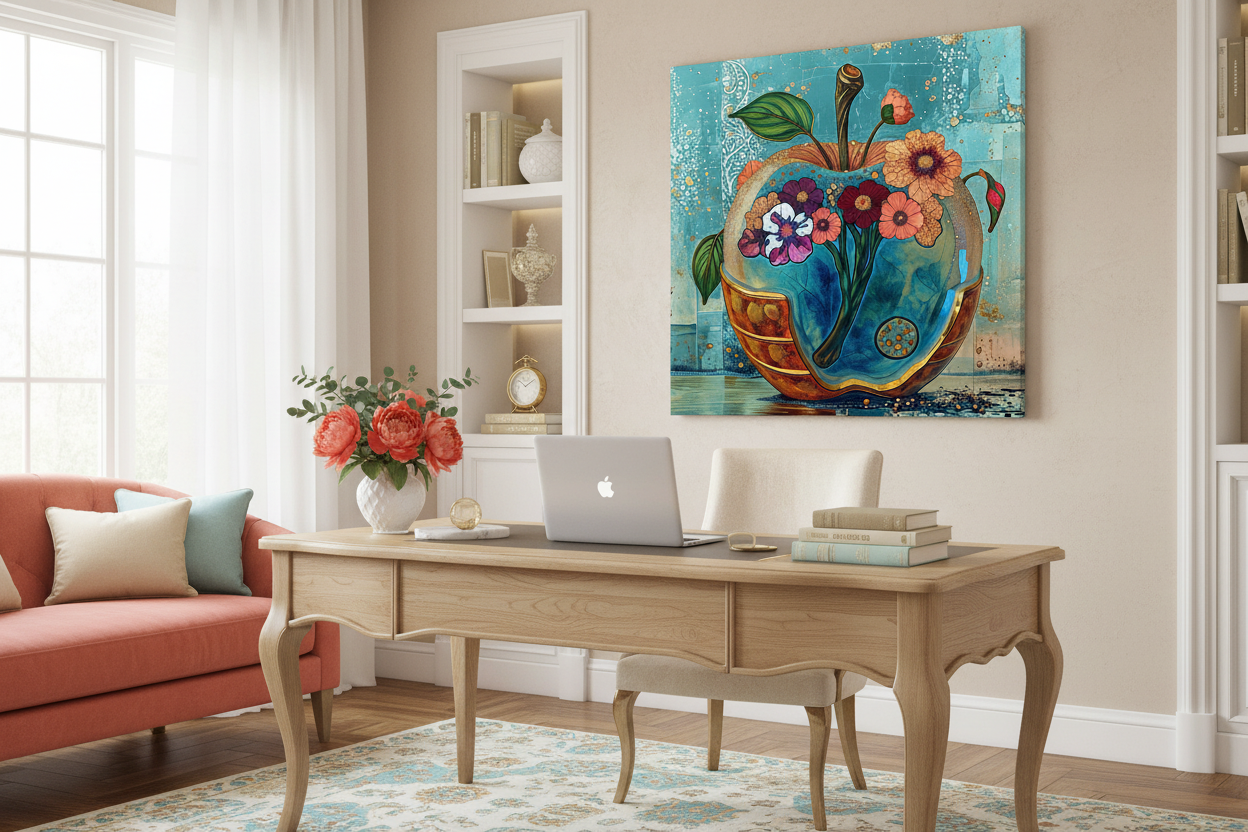 Vase Méditerranéen aux Fleurs d'Or